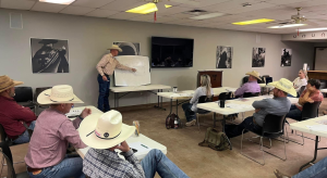 Bozo Rogers presents at the RHAA Judges Seminar to a room full of participants at Texas Tech Equestrian Center.